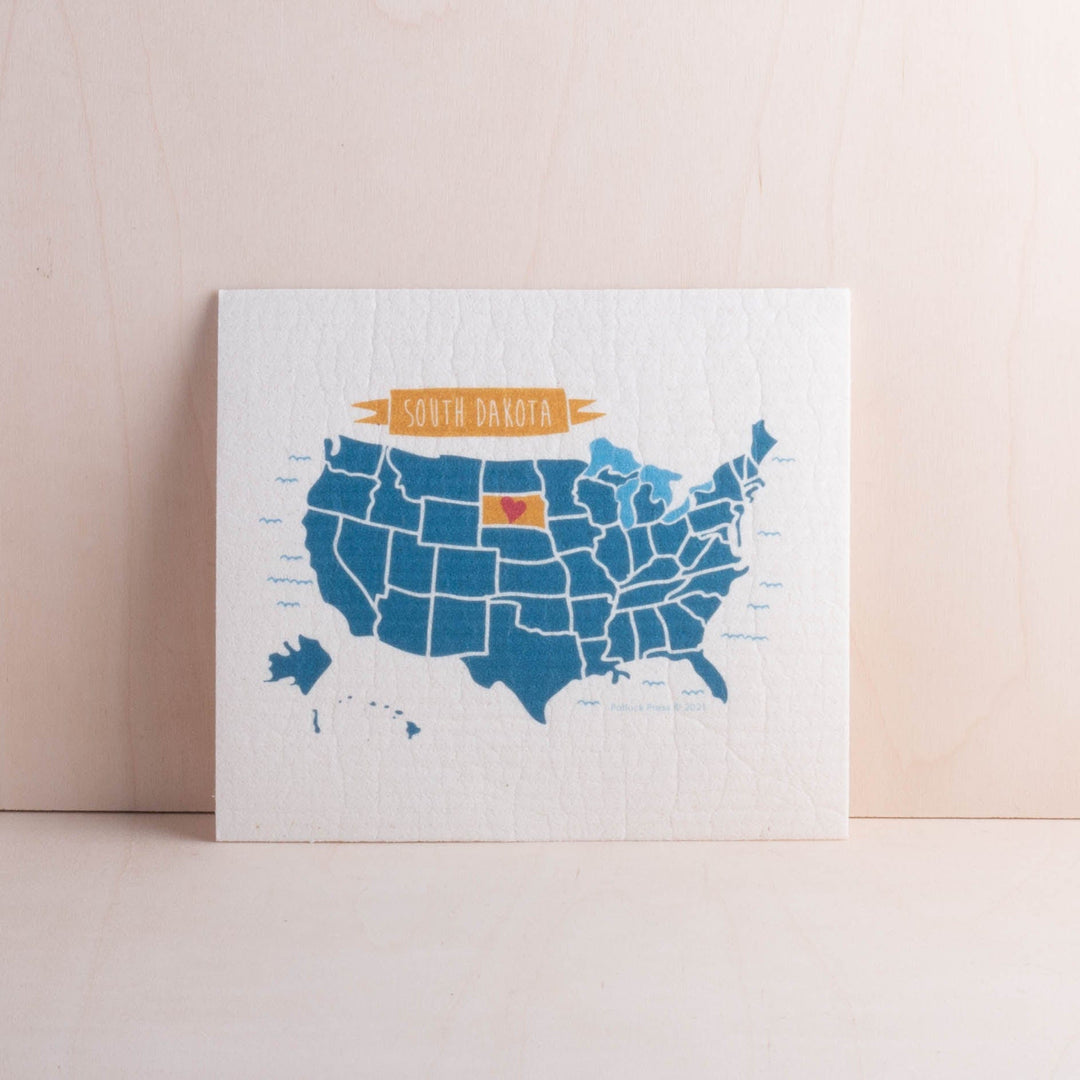 Potluck Press Kitchen and Bar Map Highlight Swedish Dishcloth