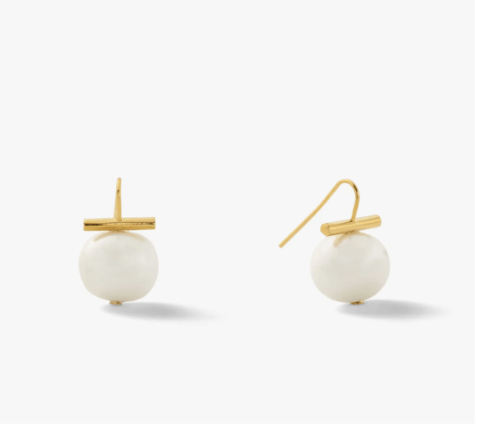 Sticks and Steel Medium Pearl Pebble Earring