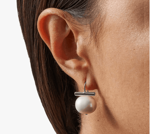 Sticks and Steel Medium Pearl Pebble Earring