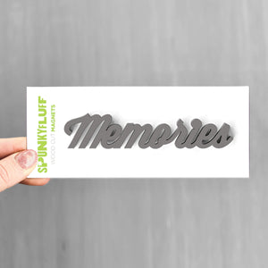 Spunky Fluff Proudly handmade in South Dakota, USA Charcoal Gray Memories-Tiny Word Magnet