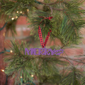 Spunky Fluff Proudly handmade in South Dakota, USA Ornament / Purple Merry Tiny Word Ornament