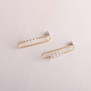 SORA DESIGNS Jewelry Minimal Rectangle Link Glass Earring