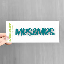 Load image into Gallery viewer, Spunky Fluff Proudly handmade in South Dakota, USA Teal Mrs &amp; Mrs -Tiny Word Magnet
