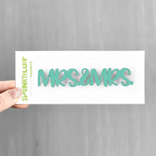 Load image into Gallery viewer, Spunky Fluff Proudly handmade in South Dakota, USA Turquoise Mrs &amp; Mrs -Tiny Word Magnet
