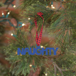 Spunky Fluff Proudly handmade in South Dakota, USA Ornament / Cobalt Blue Naughty Tiny Word Ornament