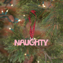 Load image into Gallery viewer, Spunky Fluff Proudly handmade in South Dakota, USA Ornament / Pink Naughty Tiny Word Ornament
