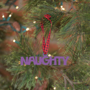 Spunky Fluff Proudly handmade in South Dakota, USA Ornament / Purple Naughty Tiny Word Ornament