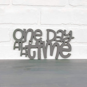 Spunky Fluff Proudly handmade in South Dakota, USA Small / Charcoal Gray "One Day At A Time" Decorative Wall Sign