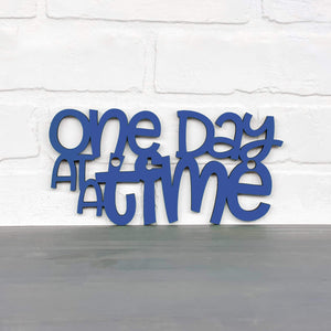 Spunky Fluff Proudly handmade in South Dakota, USA Small / Cobalt Blue "One Day At A Time" Decorative Wall Sign