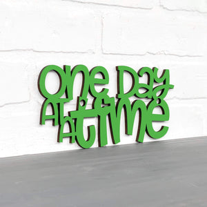 Spunky Fluff Proudly handmade in South Dakota, USA Small / Grass Green "One Day At A Time" Decorative Wall Sign