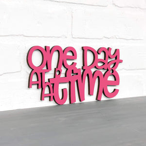 Spunky Fluff Proudly handmade in South Dakota, USA Small / Magenta "One Day At A Time" Decorative Wall Sign