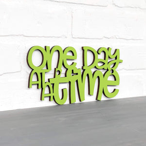 Spunky Fluff Proudly handmade in South Dakota, USA Small / Pear Green "One Day At A Time" Decorative Wall Sign