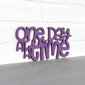 Spunky Fluff Proudly handmade in South Dakota, USA Small / Purple "One Day At A Time" Decorative Wall Sign