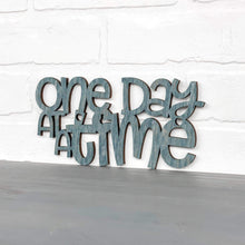 Load image into Gallery viewer, Spunky Fluff Proudly handmade in South Dakota, USA Small / Weathered Denim &quot;One Day At A Time&quot; Decorative Wall Sign

