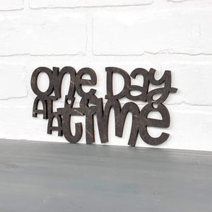 Spunky Fluff Proudly handmade in South Dakota, USA Small / Weathered Ebony "One Day At A Time" Decorative Wall Sign