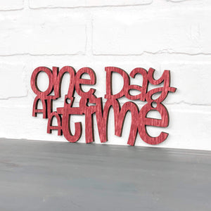 Spunky Fluff Proudly handmade in South Dakota, USA Small / Weathered Red "One Day At A Time" Decorative Wall Sign