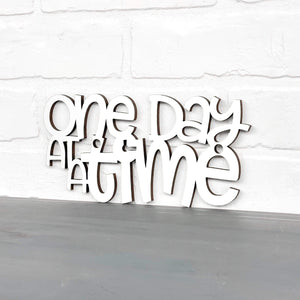 Spunky Fluff Proudly handmade in South Dakota, USA Small / White "One Day At A Time" Decorative Wall Sign