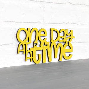 Spunky Fluff Proudly handmade in South Dakota, USA Small / Yellow "One Day At A Time" Decorative Wall Sign