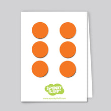 Load image into Gallery viewer, Spunky Fluff Proudly handmade in South Dakota, USA Orange Painted Dot Magnets, Small
