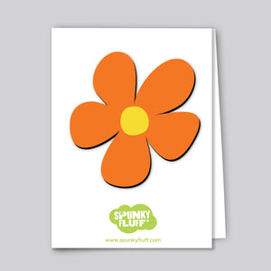 Spunky Fluff Proudly handmade in South Dakota, USA Orange Painted Flower Magnet
