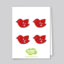 Load image into Gallery viewer, Spunky Fluff Proudly handmade in South Dakota, USA Red Painted Mini-Bird Magnets
