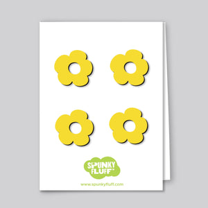 Spunky Fluff Proudly handmade in South Dakota, USA Yellow Painted Mini-Flower Magnets