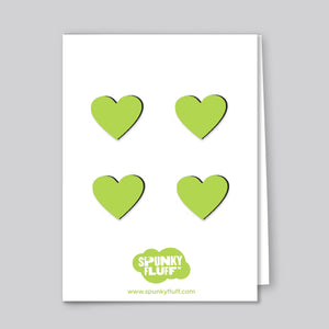 Spunky Fluff Proudly handmade in South Dakota, USA Pear Green Painted Mini-heart Magnets