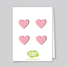 Load image into Gallery viewer, Spunky Fluff Proudly handmade in South Dakota, USA Pink Painted Mini-heart Magnets
