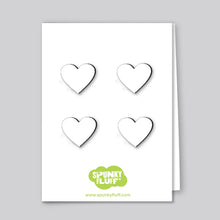 Load image into Gallery viewer, Spunky Fluff Proudly handmade in South Dakota, USA White Painted Mini-heart Magnets
