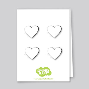 Spunky Fluff Proudly handmade in South Dakota, USA White Painted Mini-heart Magnets