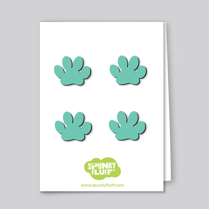 Spunky Fluff Proudly handmade in South Dakota, USA Teal Painted Mini-Paw Magnets