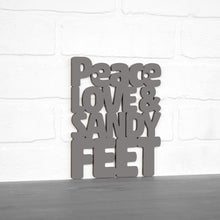 Load image into Gallery viewer, Spunky Fluff Proudly handmade in South Dakota, USA Small / Charcoal Gray Peace, Love And Sandy Feet
