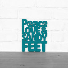 Load image into Gallery viewer, Spunky Fluff Proudly handmade in South Dakota, USA Small / Teal Peace, Love And Sandy Feet
