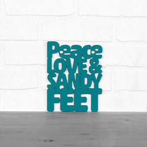 Spunky Fluff Proudly handmade in South Dakota, USA Small / Teal Peace, Love And Sandy Feet
