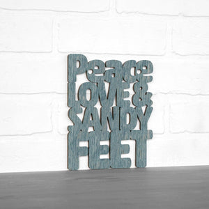 Spunky Fluff Proudly handmade in South Dakota, USA Small / Weathered Denim Peace, Love And Sandy Feet