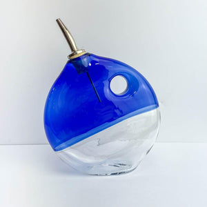 Boise Art Glass Proudly Handmade in Idaho, USA Blue Pyrex Glass Olive Oil Bottle