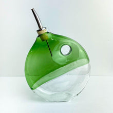 Load image into Gallery viewer, Boise Art Glass Proudly Handmade in Idaho, USA Green Pyrex Glass Olive Oil Bottle
