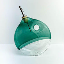 Load image into Gallery viewer, Boise Art Glass Proudly Handmade in Idaho, USA Teal Pyrex Glass Olive Oil Bottle
