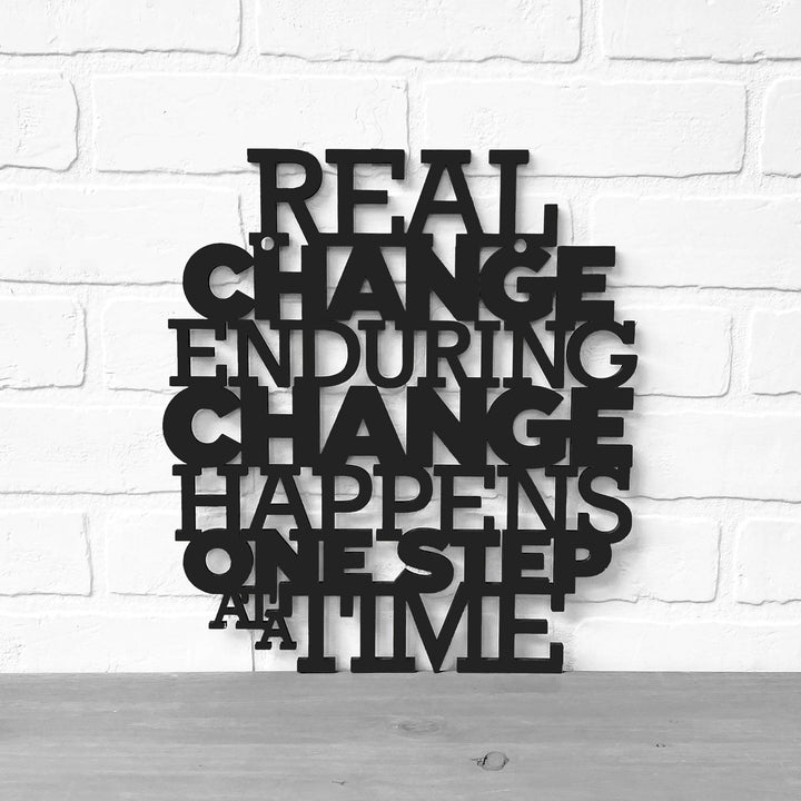 Spunky Fluff Proudly Handmade in South Dakota, USA Medium / Black Real Change Happens One Step At A Time-RBG
