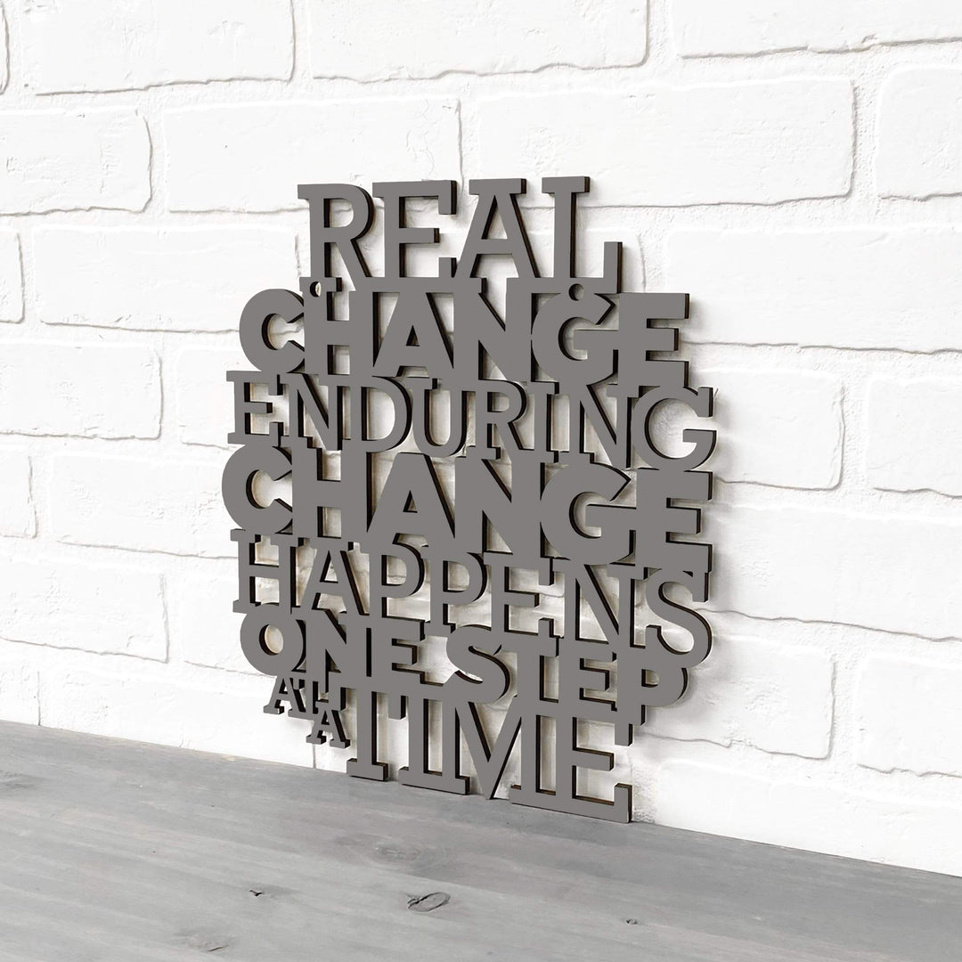 Spunky Fluff Proudly Handmade in South Dakota, USA Medium / Charcoal Gray Real Change Happens One Step At A Time-RBG