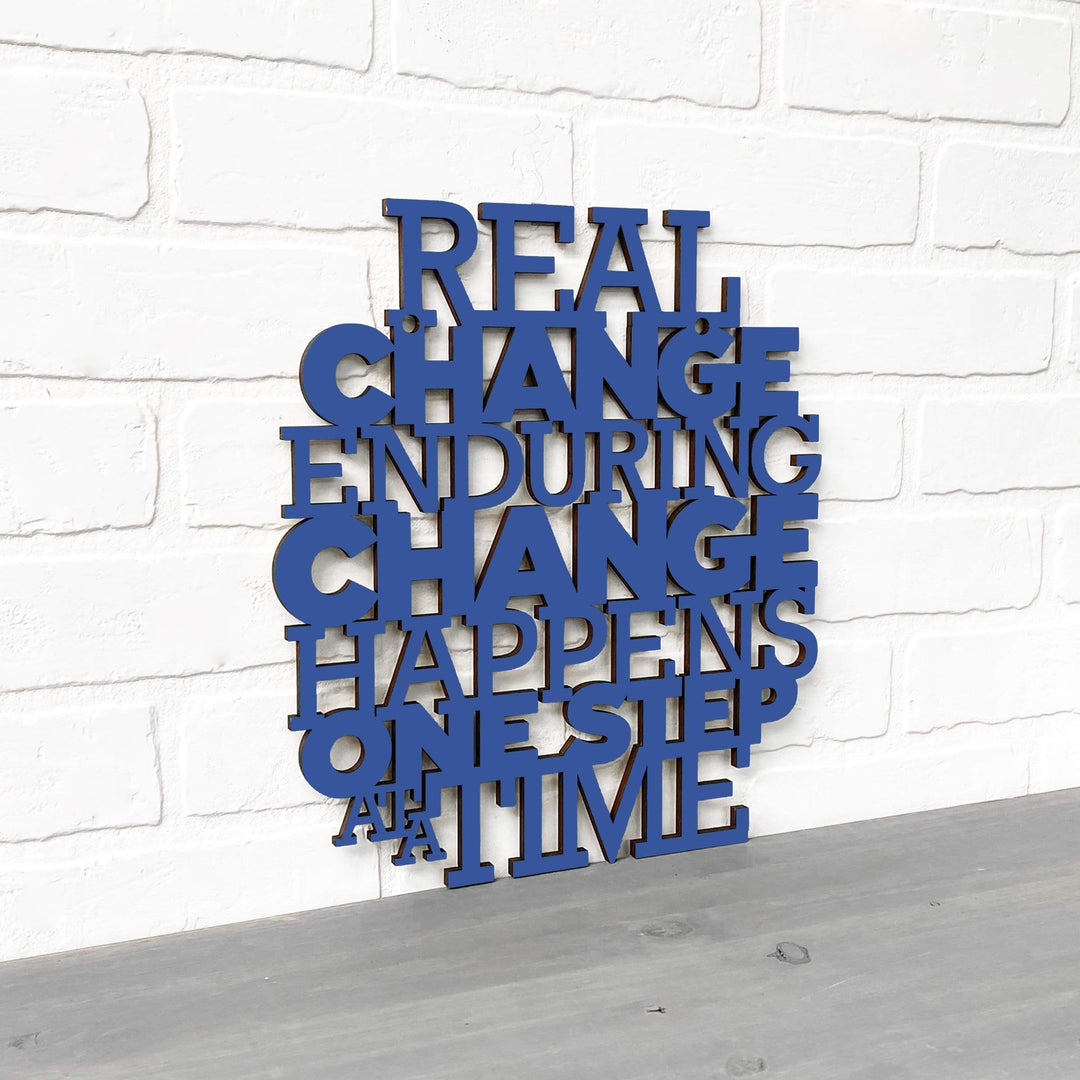 Spunky Fluff Proudly Handmade in South Dakota, USA Medium / Cobalt Blue Real Change Happens One Step At A Time-RBG