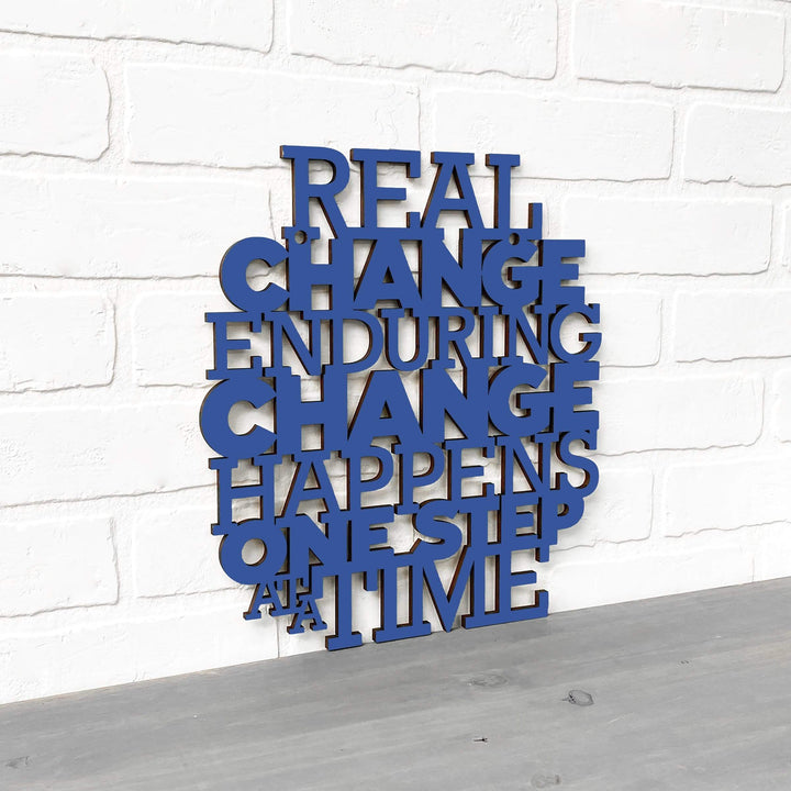 Spunky Fluff Proudly Handmade in South Dakota, USA Medium / Cobalt Blue Real Change Happens One Step At A Time-RBG