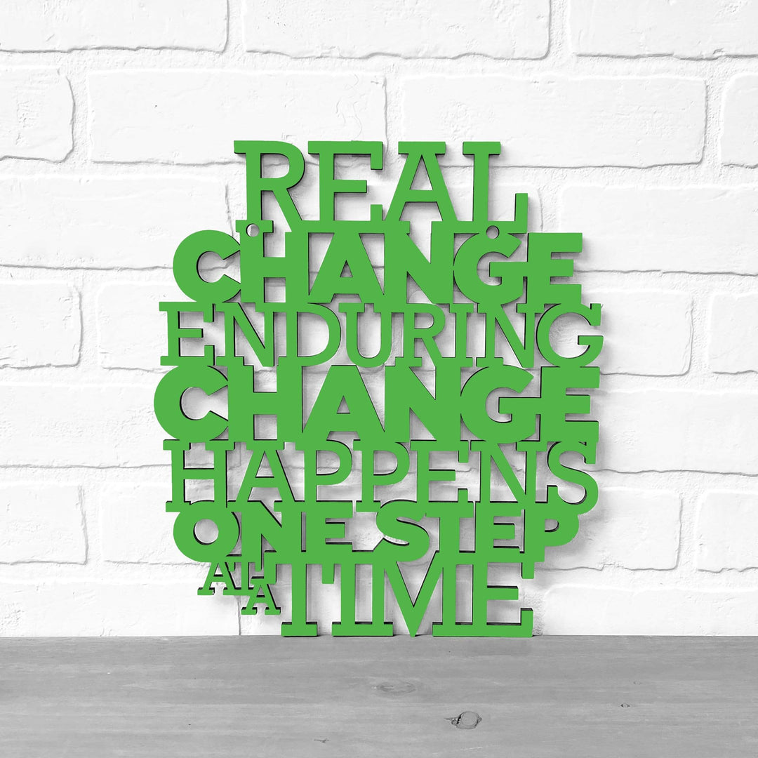 Spunky Fluff Proudly Handmade in South Dakota, USA Medium / Grass Green Real Change Happens One Step At A Time-RBG