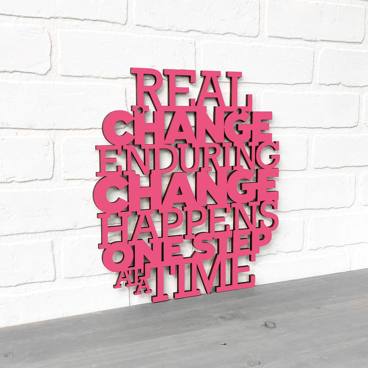 Spunky Fluff Proudly Handmade in South Dakota, USA Medium / Magenta Real Change Happens One Step At A Time-RBG