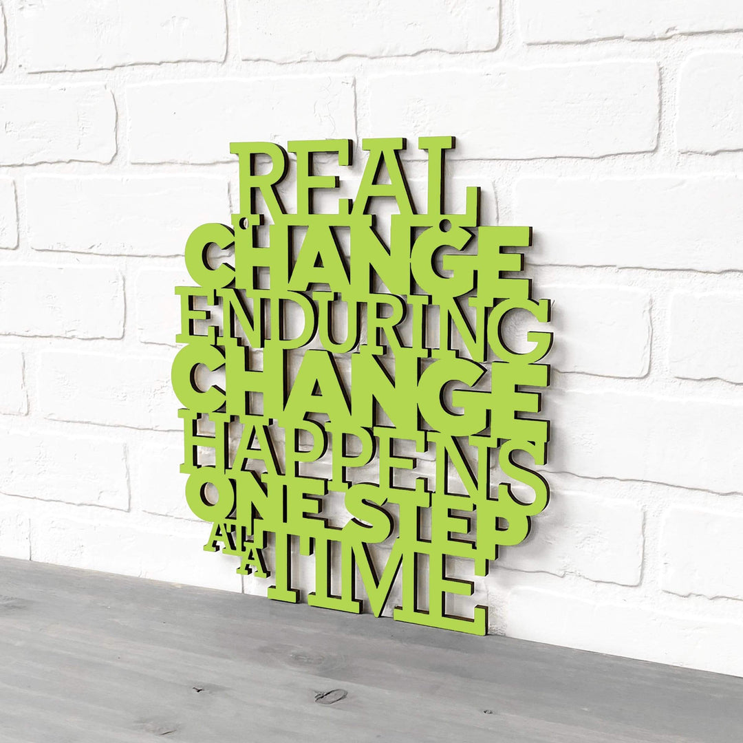 Spunky Fluff Proudly Handmade in South Dakota, USA Medium / Pear Green Real Change Happens One Step At A Time-RBG