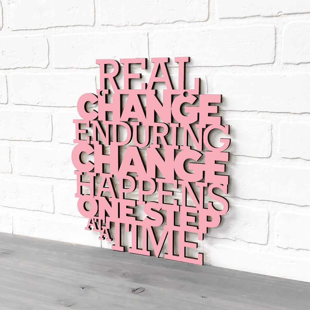 Spunky Fluff Proudly Handmade in South Dakota, USA Medium / Pink Real Change Happens One Step At A Time-RBG