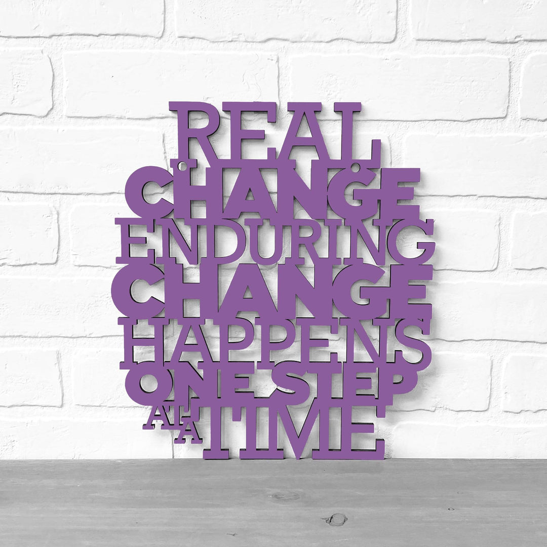 Spunky Fluff Proudly Handmade in South Dakota, USA Medium / Purple Real Change Happens One Step At A Time-RBG
