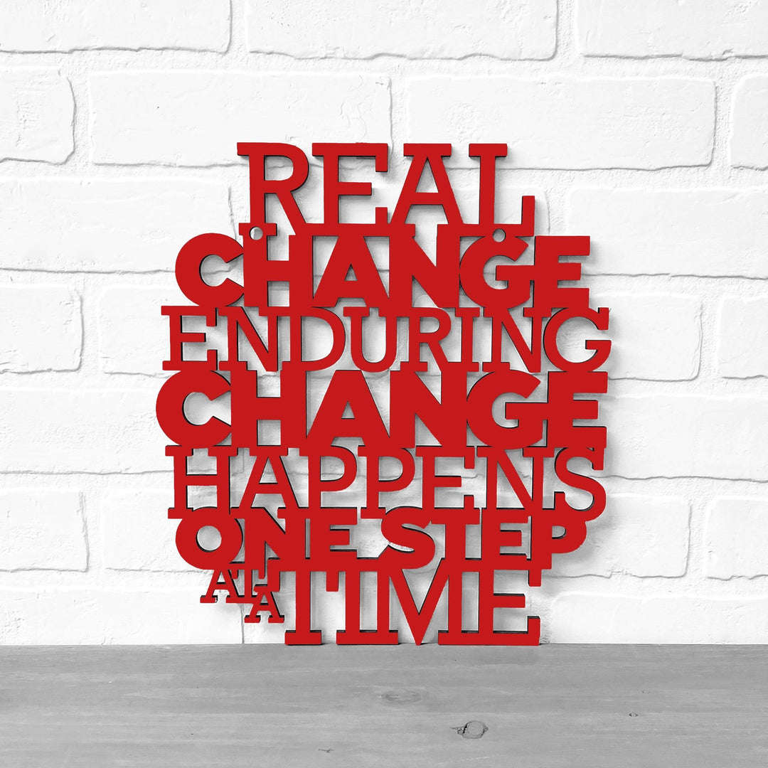 Spunky Fluff Proudly Handmade in South Dakota, USA Medium / Red Real Change Happens One Step At A Time-RBG