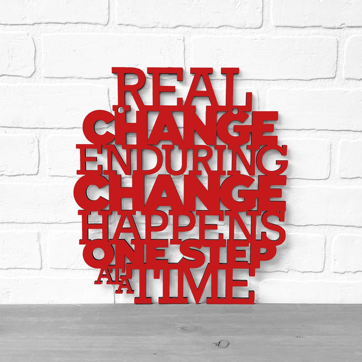 Spunky Fluff Proudly Handmade in South Dakota, USA Medium / Red Real Change Happens One Step At A Time-RBG