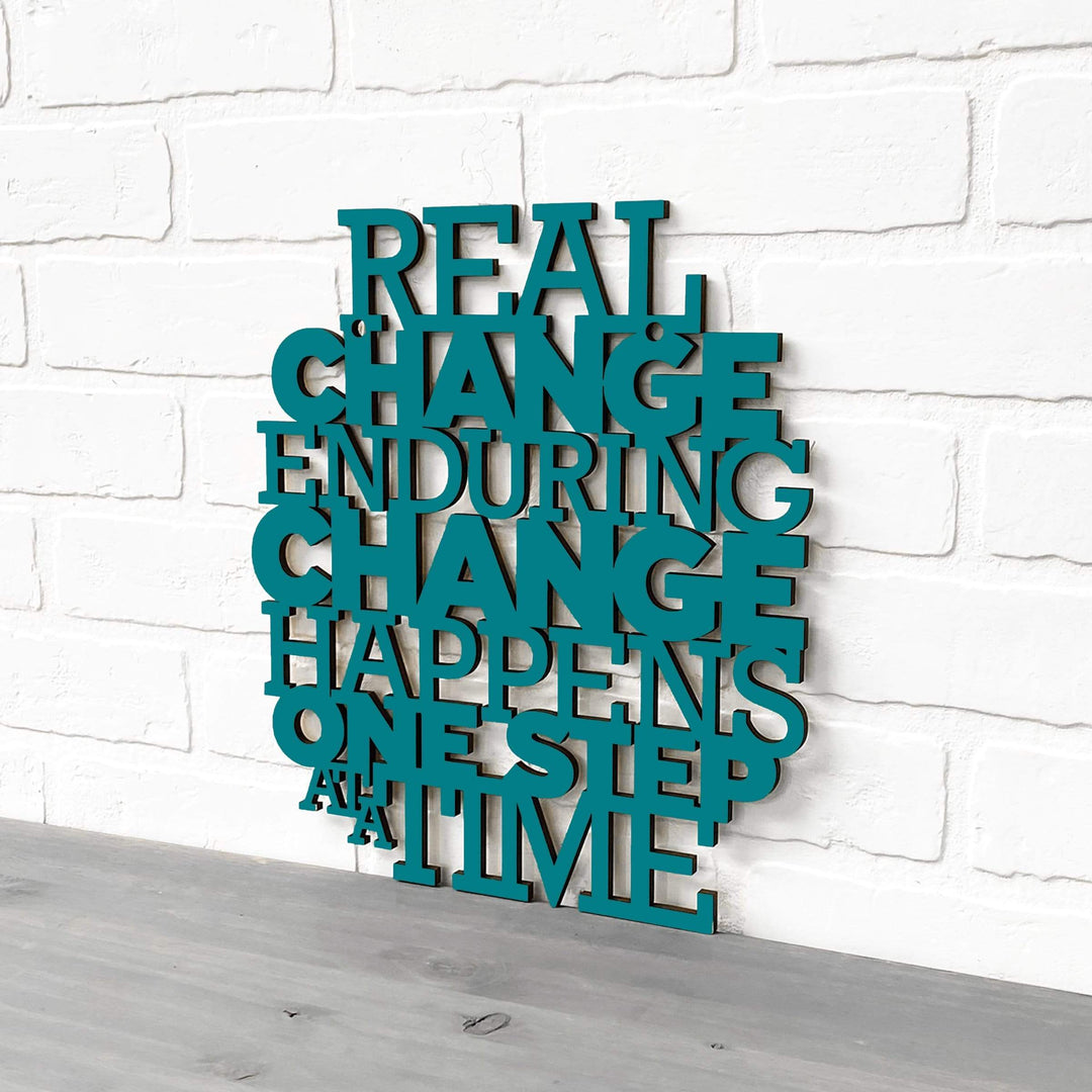 Spunky Fluff Proudly Handmade in South Dakota, USA Medium / Teal Real Change Happens One Step At A Time-RBG